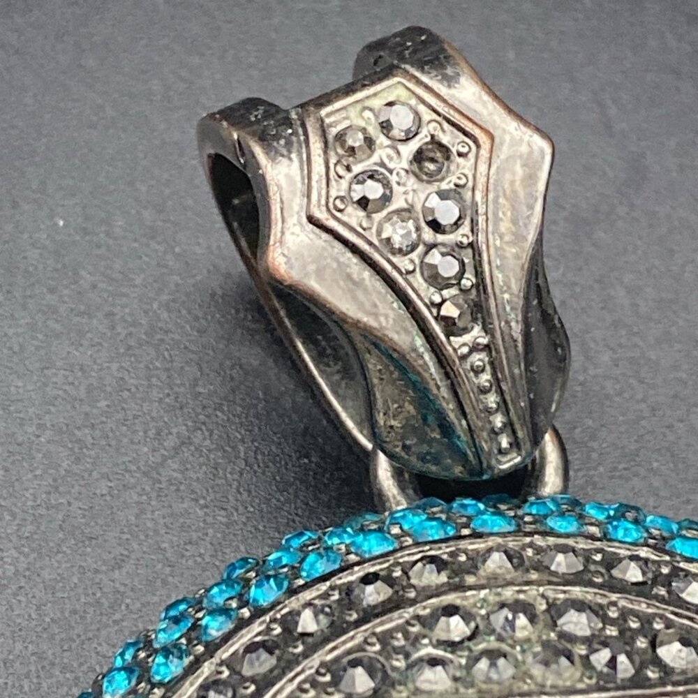 Kenny Pendant Blue Black CZ Marcasite Men's Hip Hop BRICK SQUAD ESKIMO LOOK - Picture 3 of 11